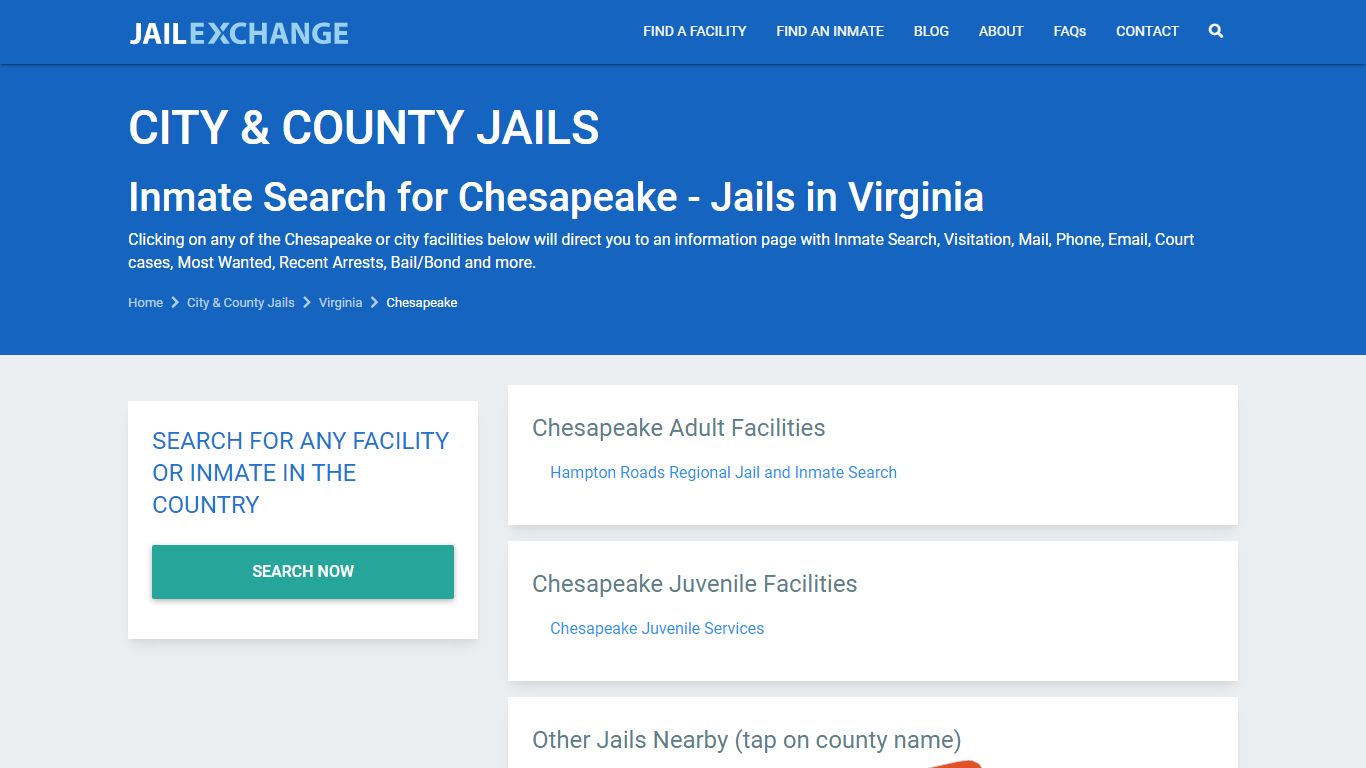 Inmate Search for Chesapeake | Jails in Virginia - JAIL EXCHANGE